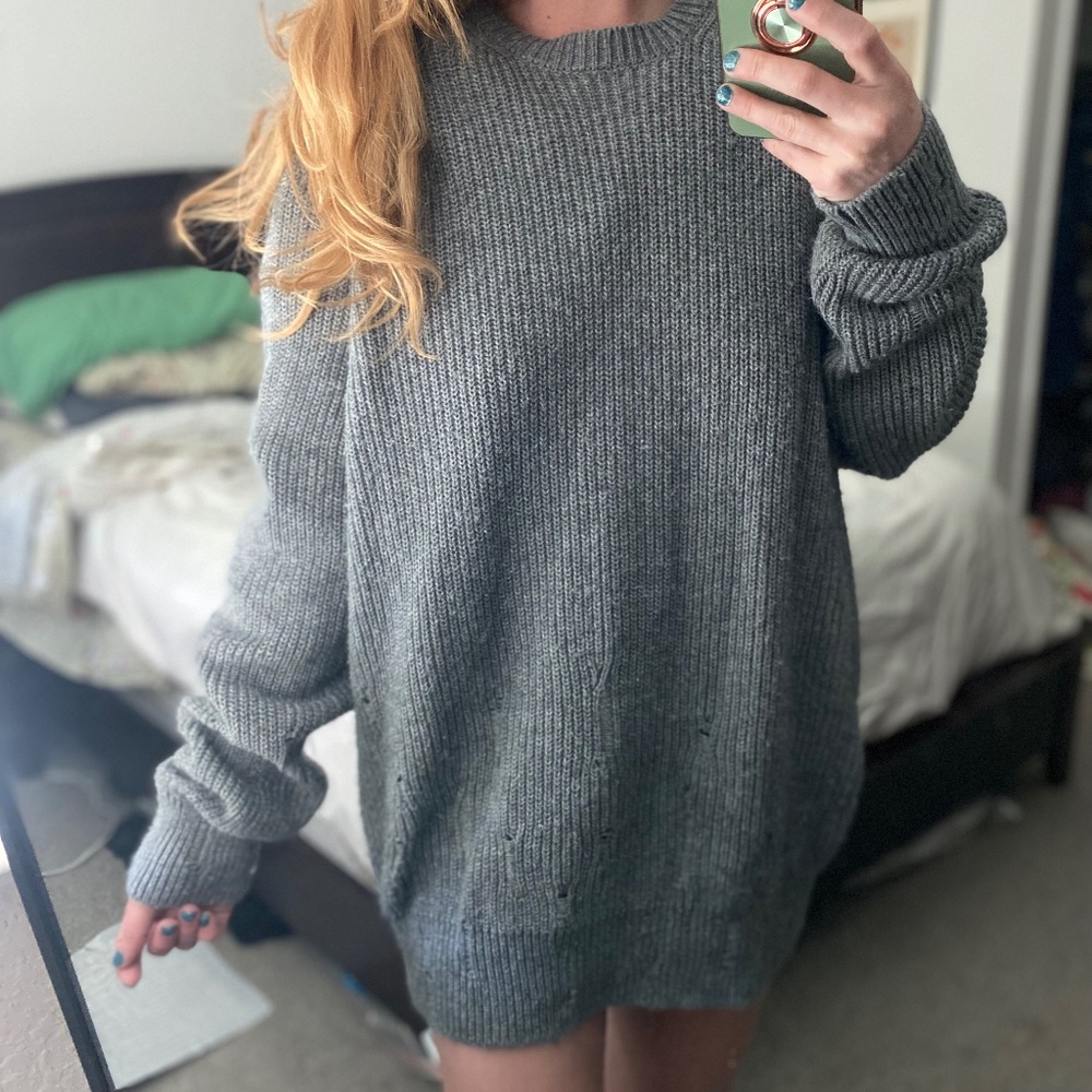 All Saints Distressed Wool Blend Sweater